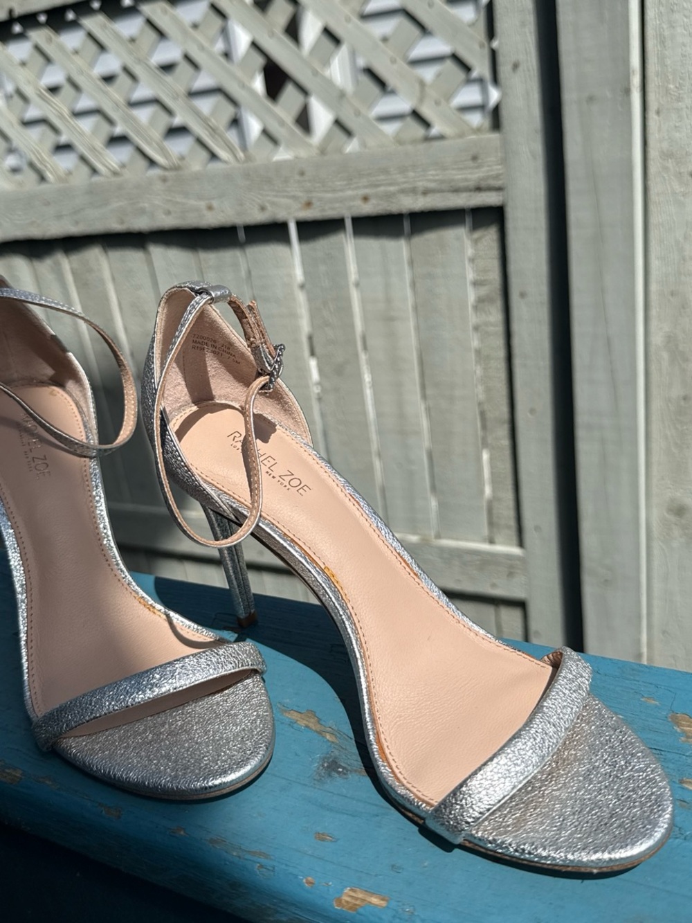 Rachel Zoe Metallic Silver Ankle-Strap Stilettos